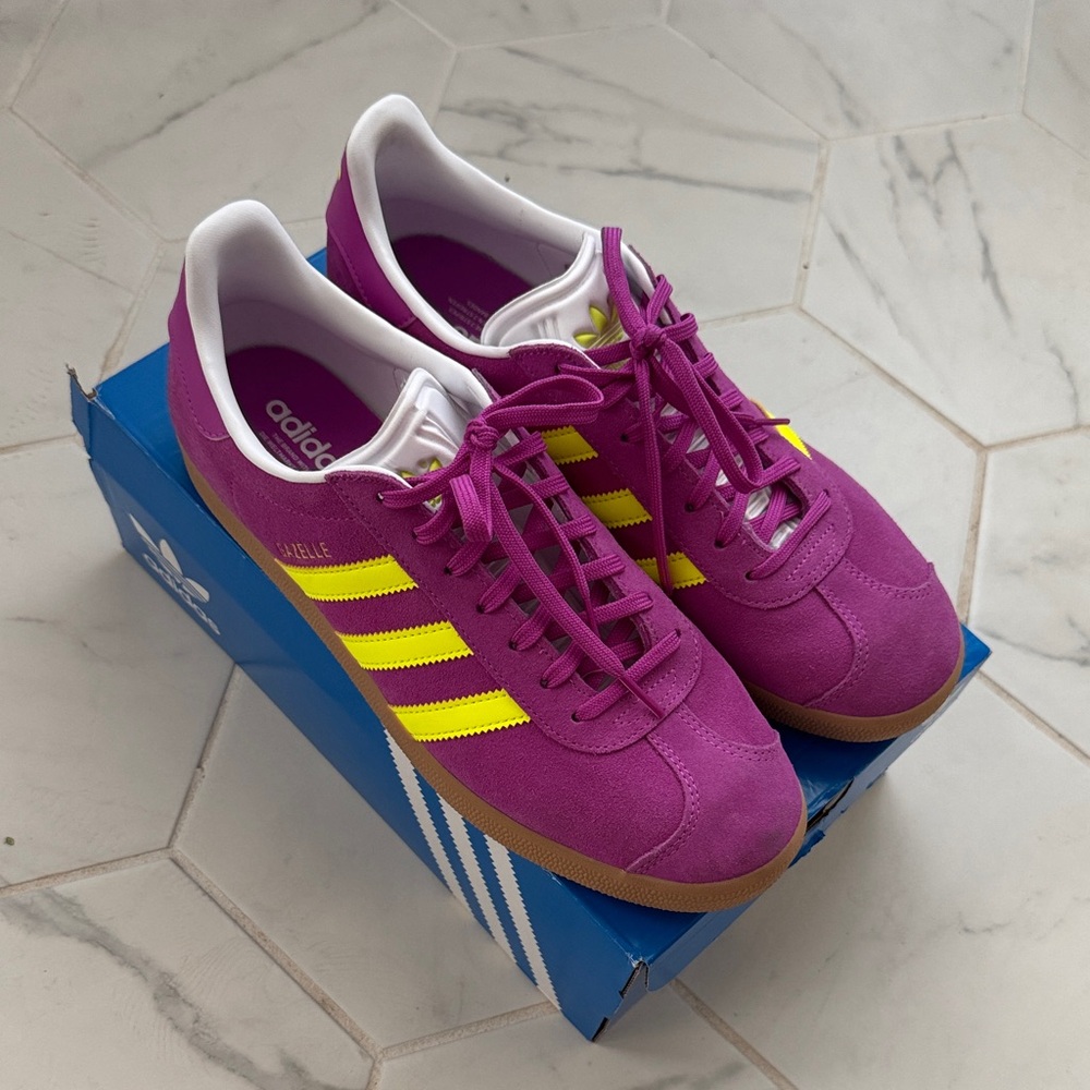 Adidas Vibrant Purple and Yellow Shoes
